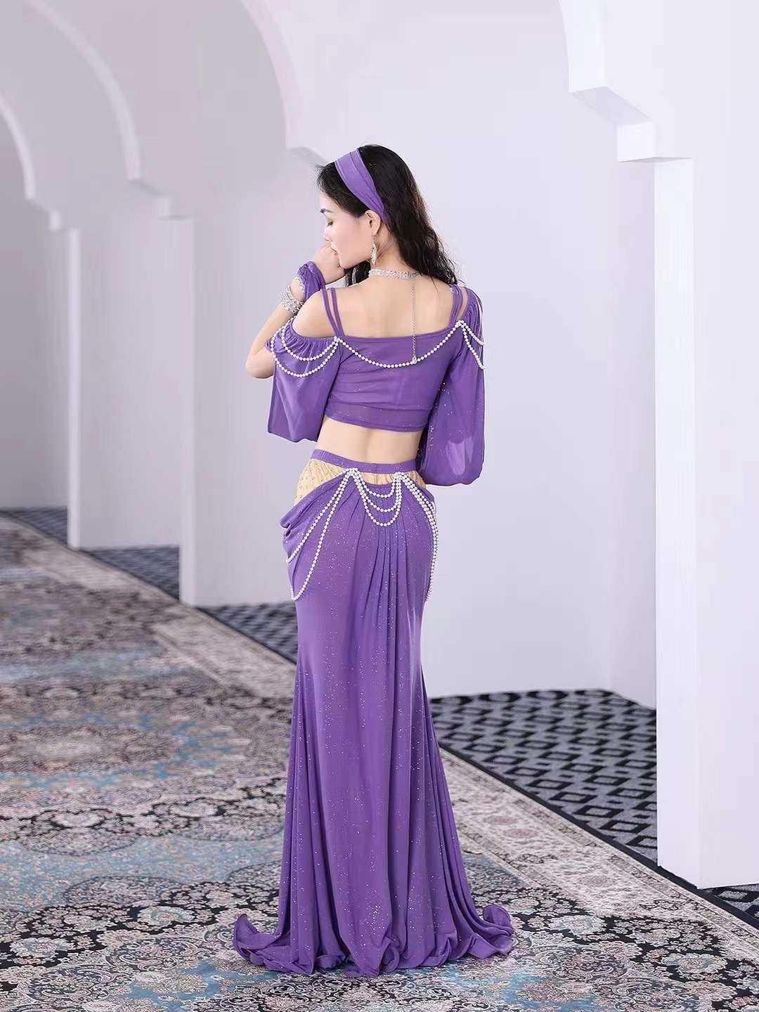 belly dance casual style oriental dance long skirt costumes With head jewelry S M L 5065H